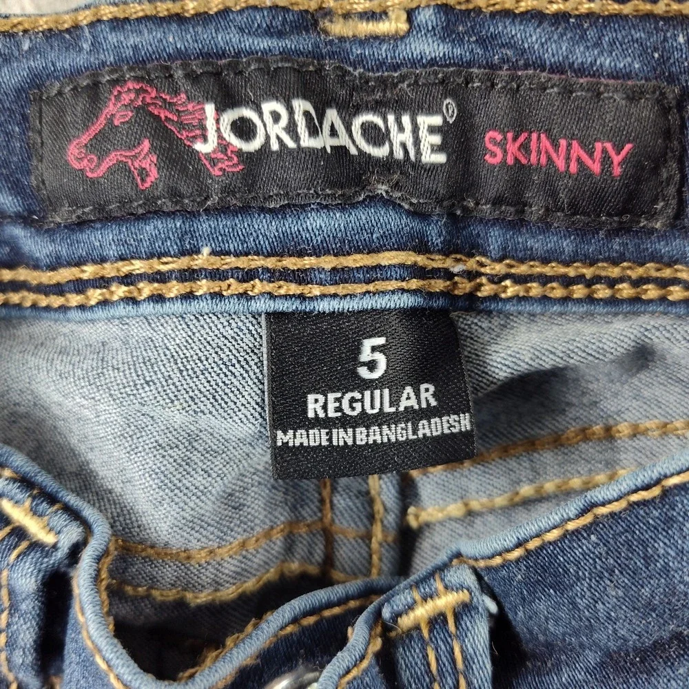 Jordache Girls Jeans Size 5 Reg Skinny‎ Distressed Adjustable📸SEE PICS📏📸